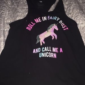 Unicorn Graphic Print Holographic Tank Top
